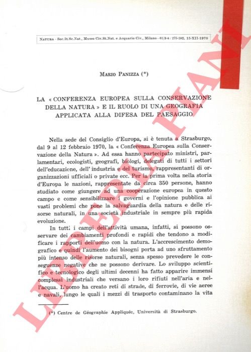 La “Conferenza Europea sulla conservazione della Natura” . E il …