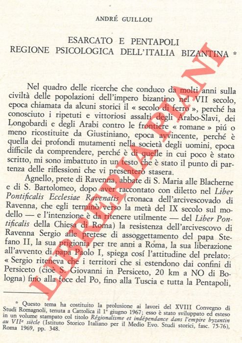 La corografia dell'Esarcato nel De bello Gothico di Procopio.