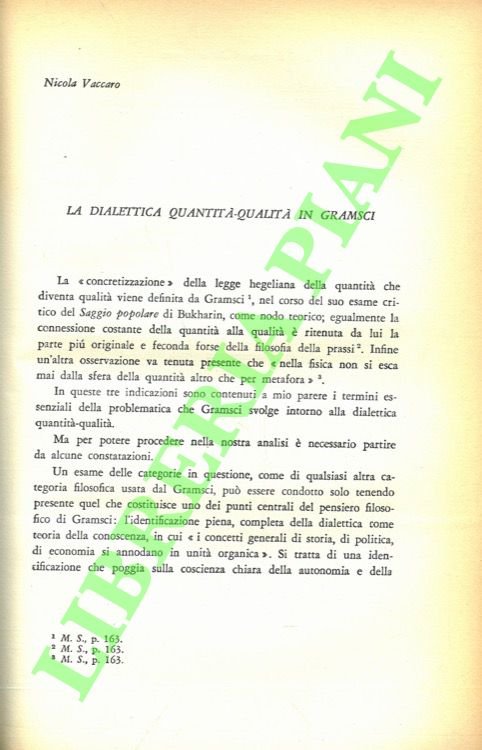 La dialettica quantità-qualità in Gramsci.