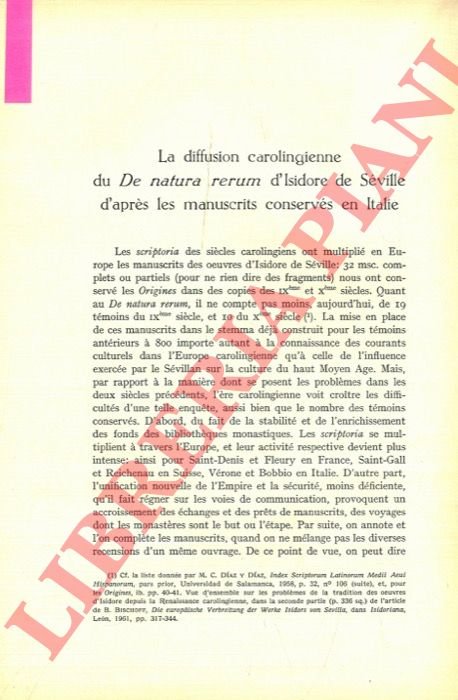 La diffusion carolingienne du “De natura rerum” d'Isidore de Séville …