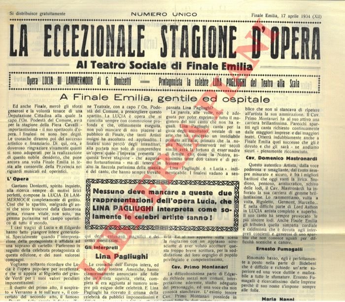 La eccezionale stagione d'opera. Al Teatro Sociale di Finale Emilia.