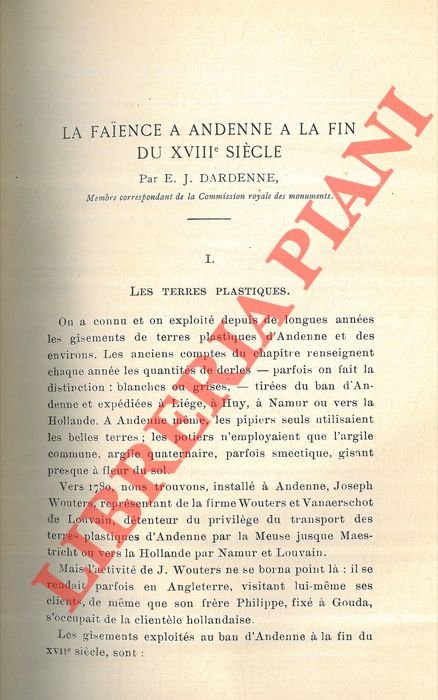 La faience à Andenne à la fin du XVIIIe siècle.