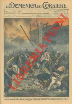 La fuga dei miseri abitanti, vittime degli invasori, durante l'incendio …