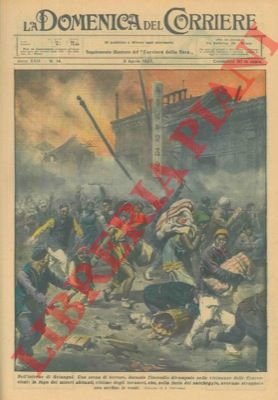 La fuga dei miseri abitanti, vittime degli invasori, durante l'incendio …