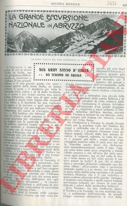 La grande escursione nazionale in Abruzzo. Sul Gran Sasso d'Italia. …