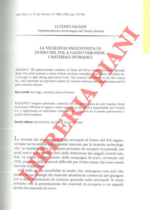 La necropoli paleoveneta di Dosso del Pol a Gazzo Veronese. … | Immagine Gallery 2