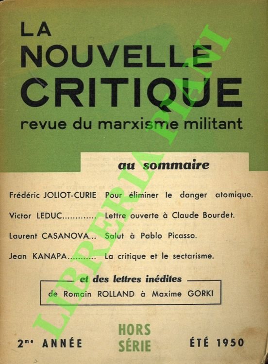 La Nouvelle Critique. Revue du marxisme militant.
