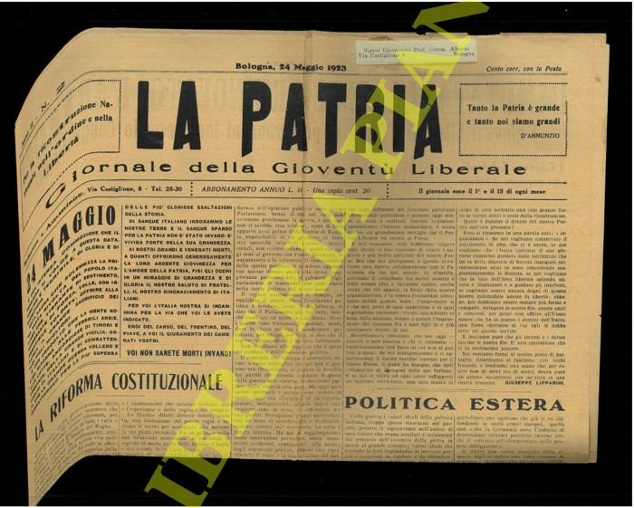 La Patria. Giornale della Gioventù Liberale.
