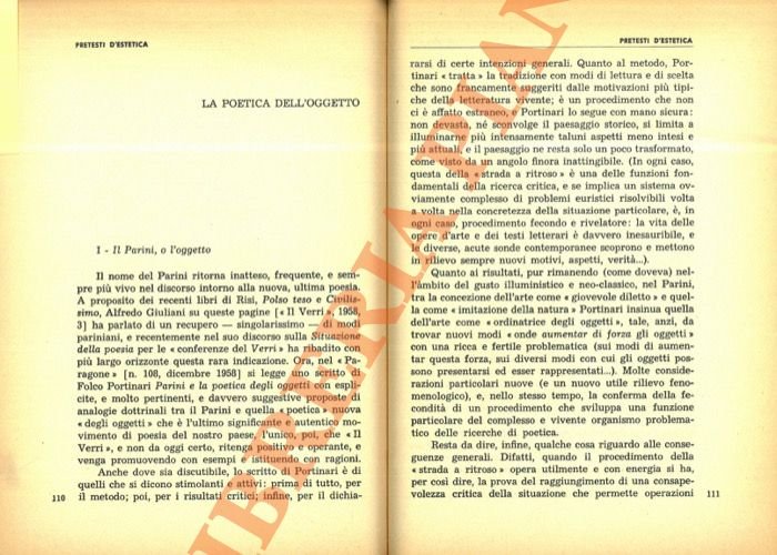 La poetica dell'oggetto. Il Parini, o l'oggetto.