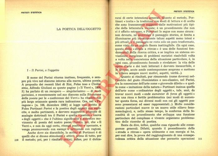 La poetica dell'oggetto. Il Parini, o l'oggetto.