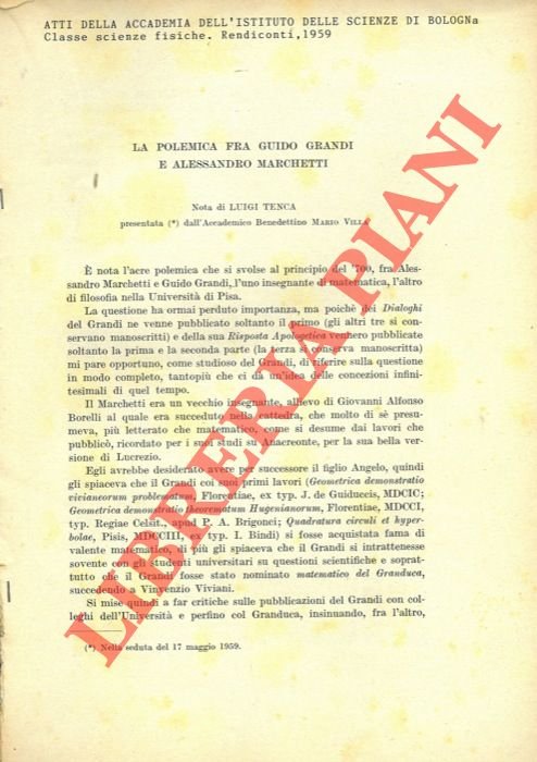 La polemica fra Guido Grandi e Alessandro Marchetti.