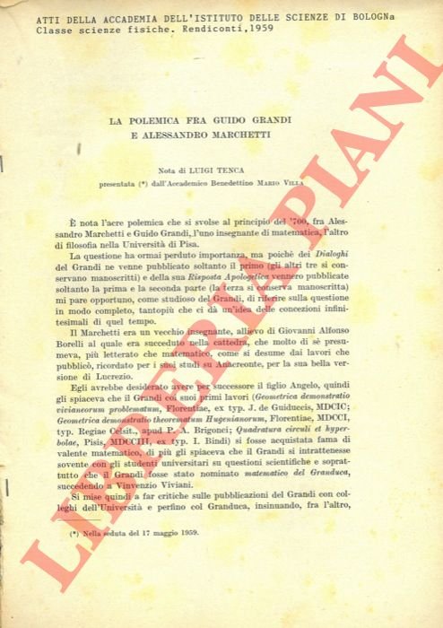 La polemica fra Guido Grandi e Alessandro Marchetti.