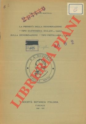 La priorità della denominazione "tipo Euphorbia dulcis" (1927) sulla denominazione …