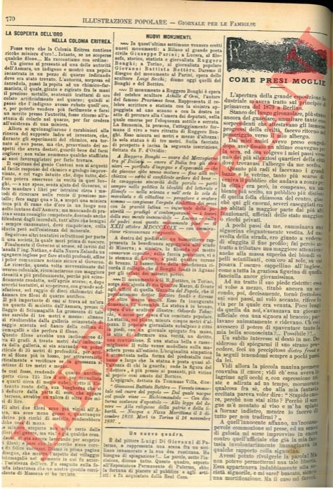 La scoperta dell'oro nella colonia eritrea.