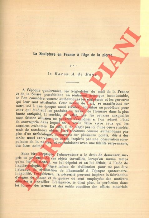 La sculpture en France à l'age de la pierre.