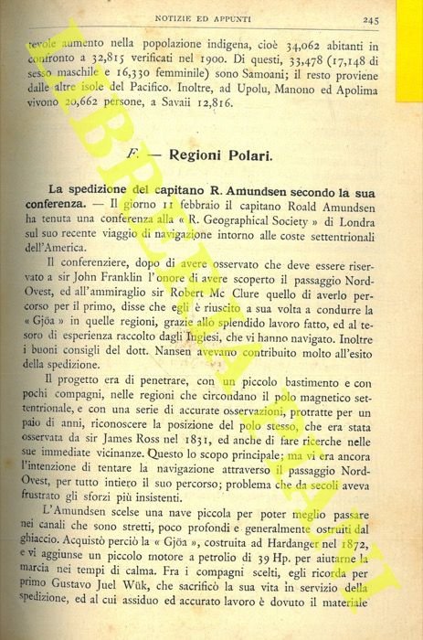 La spedizione del capitano R. Amundsen secondo la sua conferenza. …