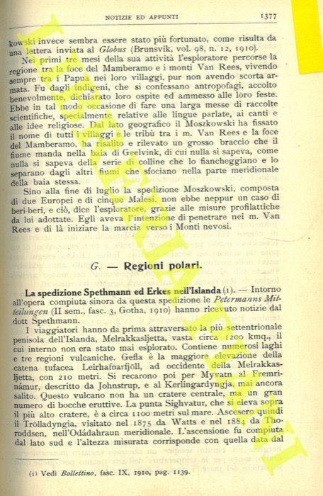 La spedizione Spethmann ed Erkes nell'Islanda. Spedizione Isachsen nelle Spitzberghe.