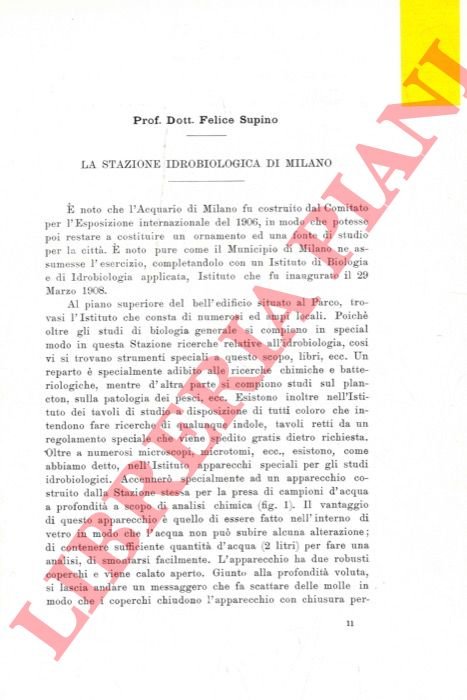 La stazione idrobiologica di Milano.