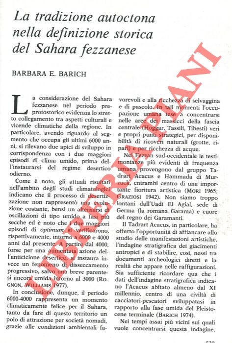La tradizione autoctona nella definizione storica del Sahara fezzanese.