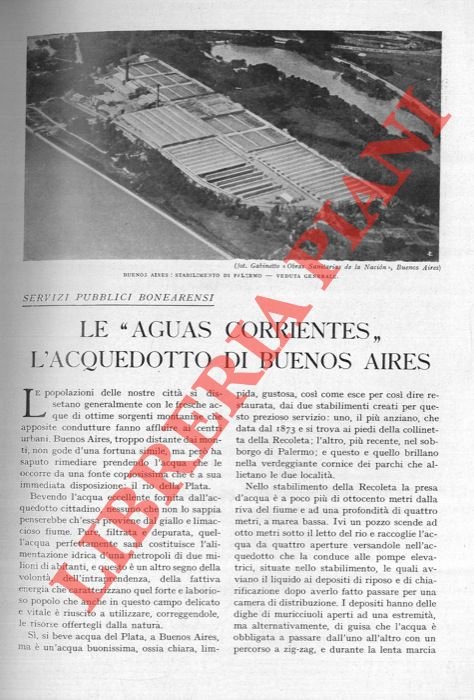Le “Aguas corrientes” l'acquedotto di Buenos Aires.