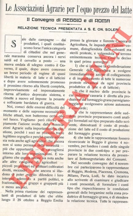 Le Associazioni Agrarie per l'equo prezzo del latte. Il Convegno …