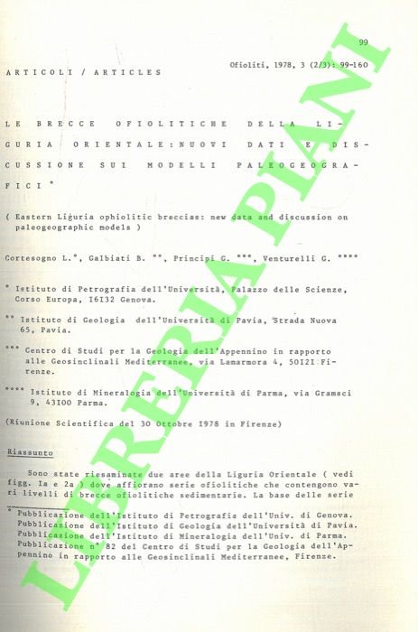 Le brecce ofiolitiche della Liguria orientale: nuovi dati e discussione …