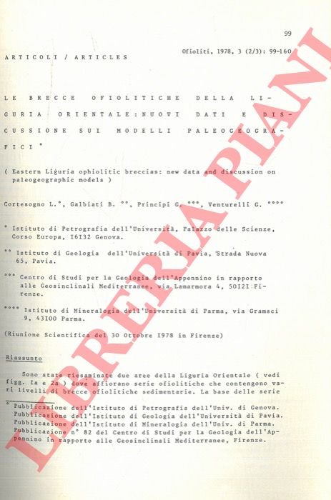 Le brecce ofiolitiche della Liguria orientale: nuovi dati e discussione …