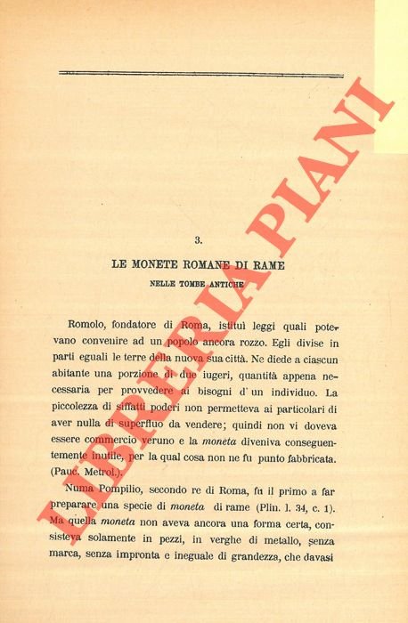 Le monete romane di rame nelle tombe antiche.