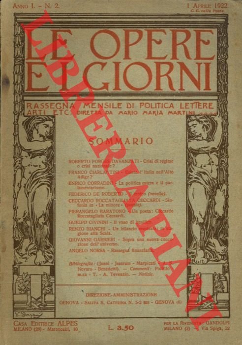 Le opere e i giorni. Rassegna mensile politica di lettere, …