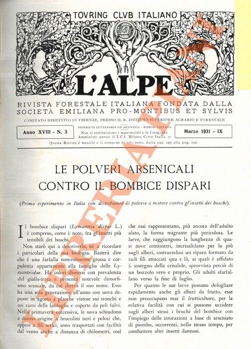 Le polveri arsenicali contro il bombice dispari (Primo esperimento in …