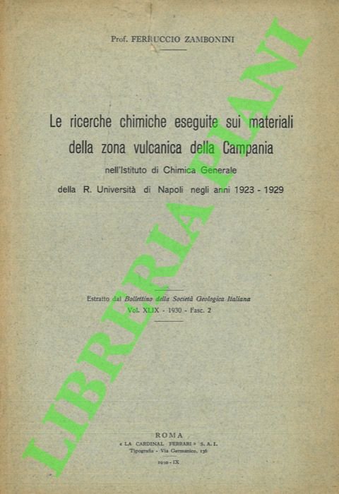 Le ricerche chimiche eseguite sui materiali della zona vulcanica della …