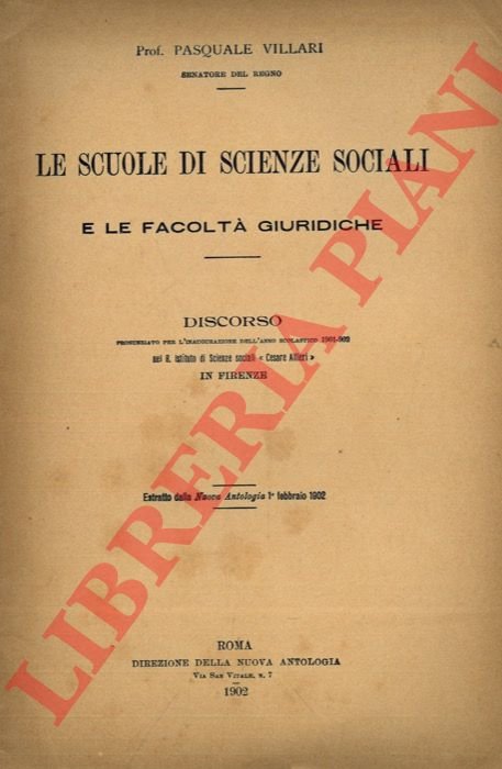 Le scuole di scienze sociali e le facoltà giuridiche. Discorso …
