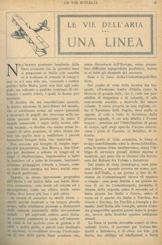 Le vie dell'aria. Una linea.