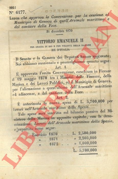 Legge che approva la Convenzione per la cessione al Municipio …