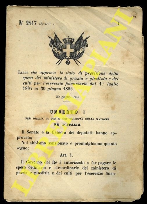 Legge che approva lo stato di previsione della spesa del …