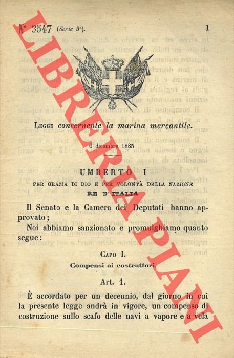 Legge concernente la marina mercantile.