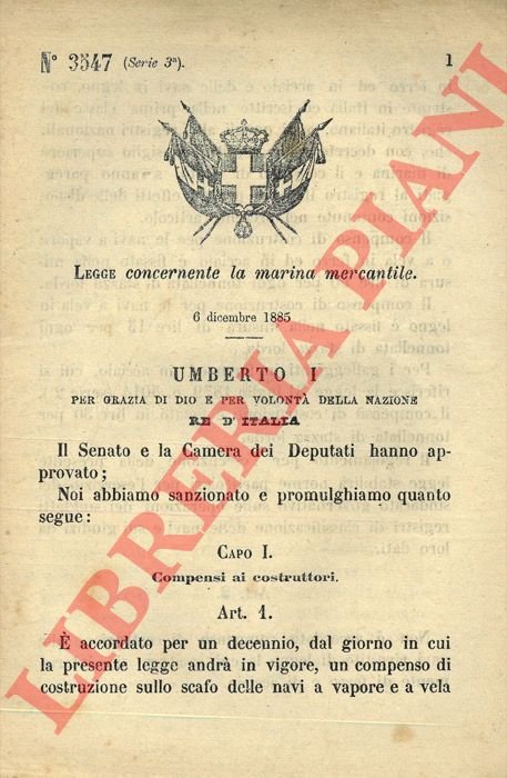 Legge concernente la marina mercantile.