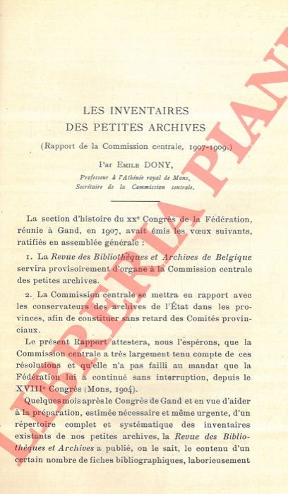 Les inventaires des petites archives.