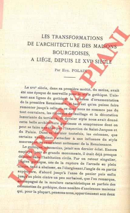 Les transformations de l'architecture des maisons bourgeois, à Liège, depuis …