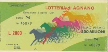 Lotteria di Agnano. Primo premio 500 milioni.
