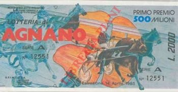 Lotteria di Agnano. Primo premio 500 milioni.