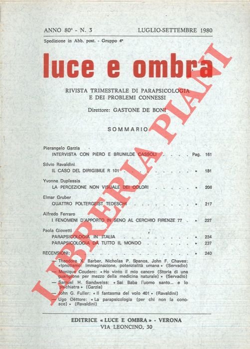 Luce e ombra. Rivista trimestrale di parapsicologia e dei problemi …