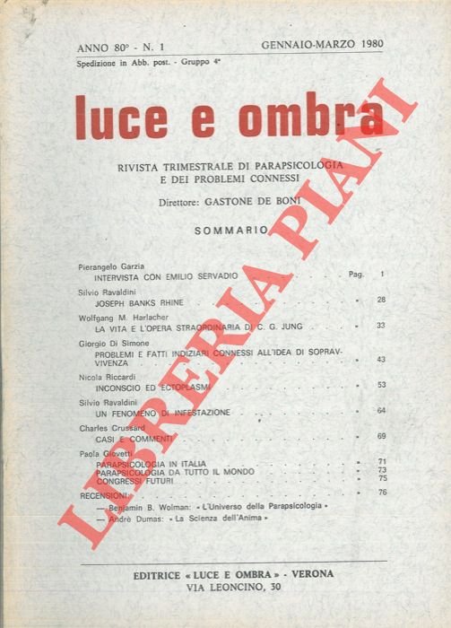 Luce e ombra. Rivista trimestrale di parapsicologia e dei problemi …