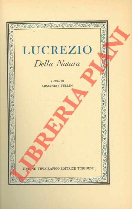 Lucrezio. Della natura.
