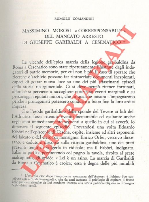 Massimino Morosi “corresponsabile” del mancato arresto di Giuseppe Garibaldi a …