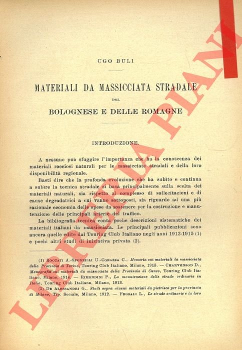 Materiali da massicciata stradale del Bolognese e delle Romagne.