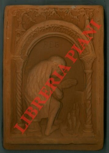 Mattonella in terracotta : contadino seduto, sotto la scritta "feb".