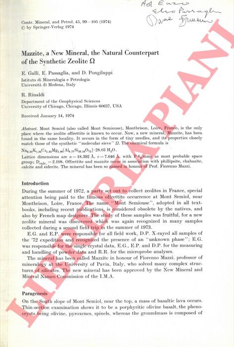 Mazzite, a New Mineral, the Natural Counterpart of the Synthetic …