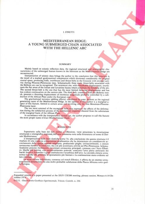 Mediterranean Ridge: a young submerged chain associated with the Hellenic …