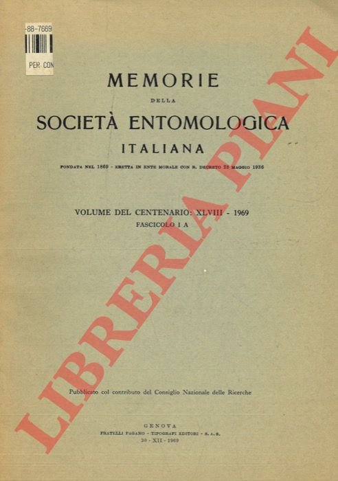Memorie della Società Entomologica Italiana. Volume del centenario: XLVIII. Fascicolo …
